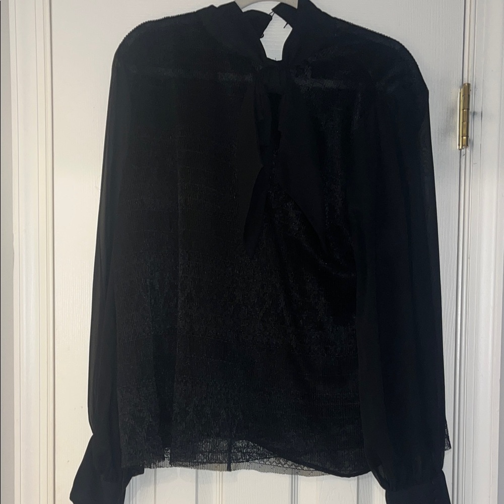 Black blouse with bow tie